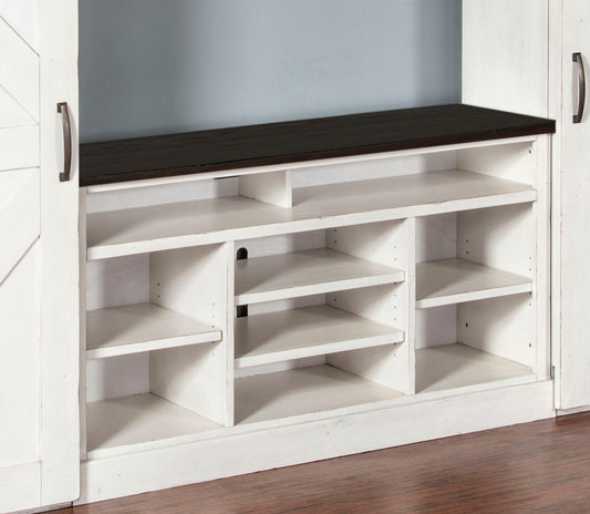 Carriage House - 109" Entertainment Wall - Cottage White / Europen Dark