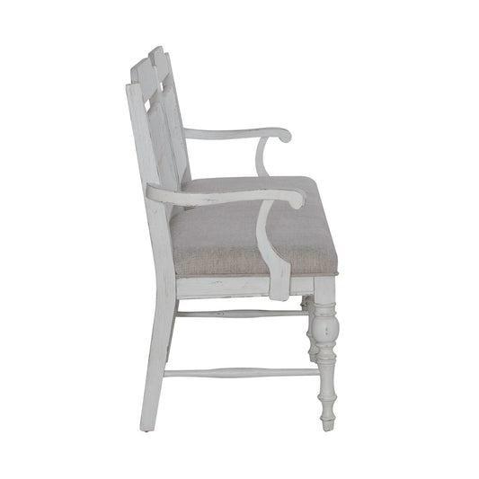 River Place - Panel Back Bench - Riverstone White & Tobacco