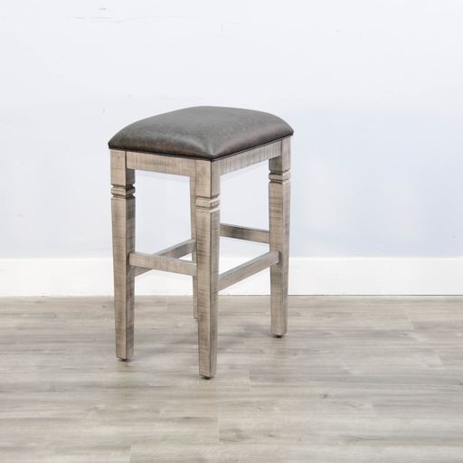 Alpine - 30" Stool With Cushion Seat - Brown / Gray