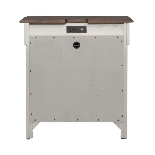 Ivy Hollow - 3 Drawer Nightstand With Charging Station - Weathered Linen / Dusty Taupe