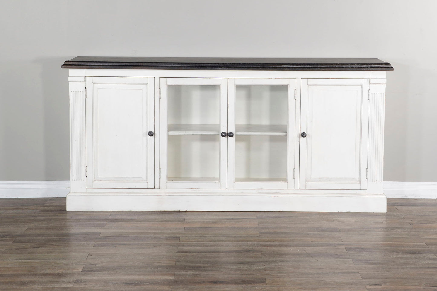 Carriage House - Media Console - Cottage White / Europen Dark