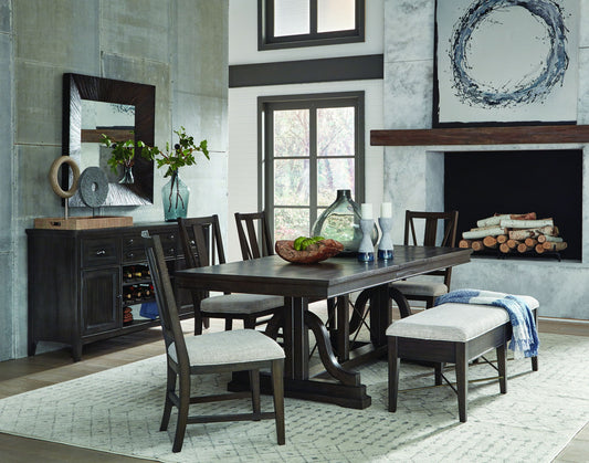 Westley Falls - Bench With Upholstered Seat - Graphite