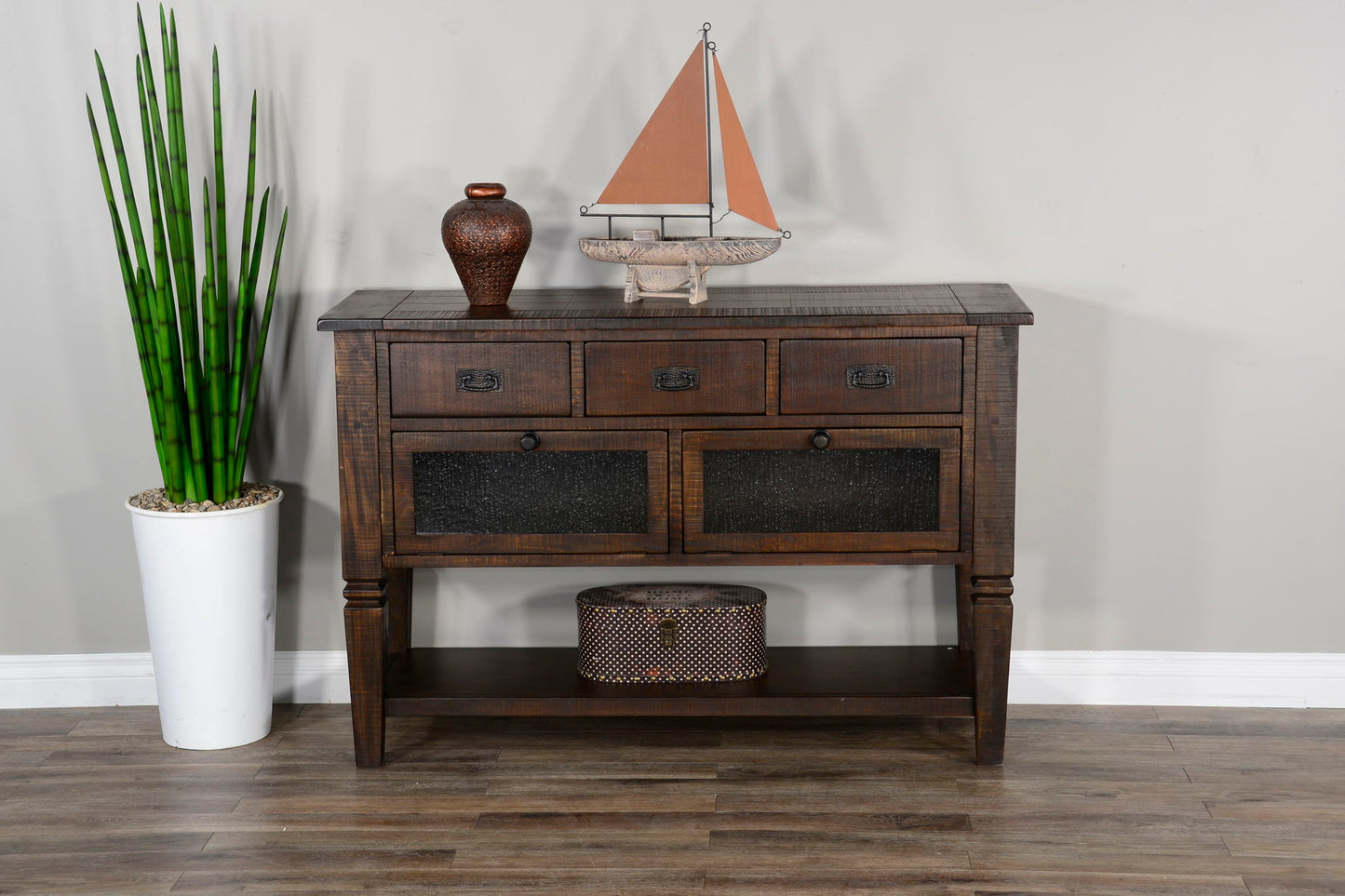 Homestead - Transitional Mahogany Wood Server - Tobacco Leaf