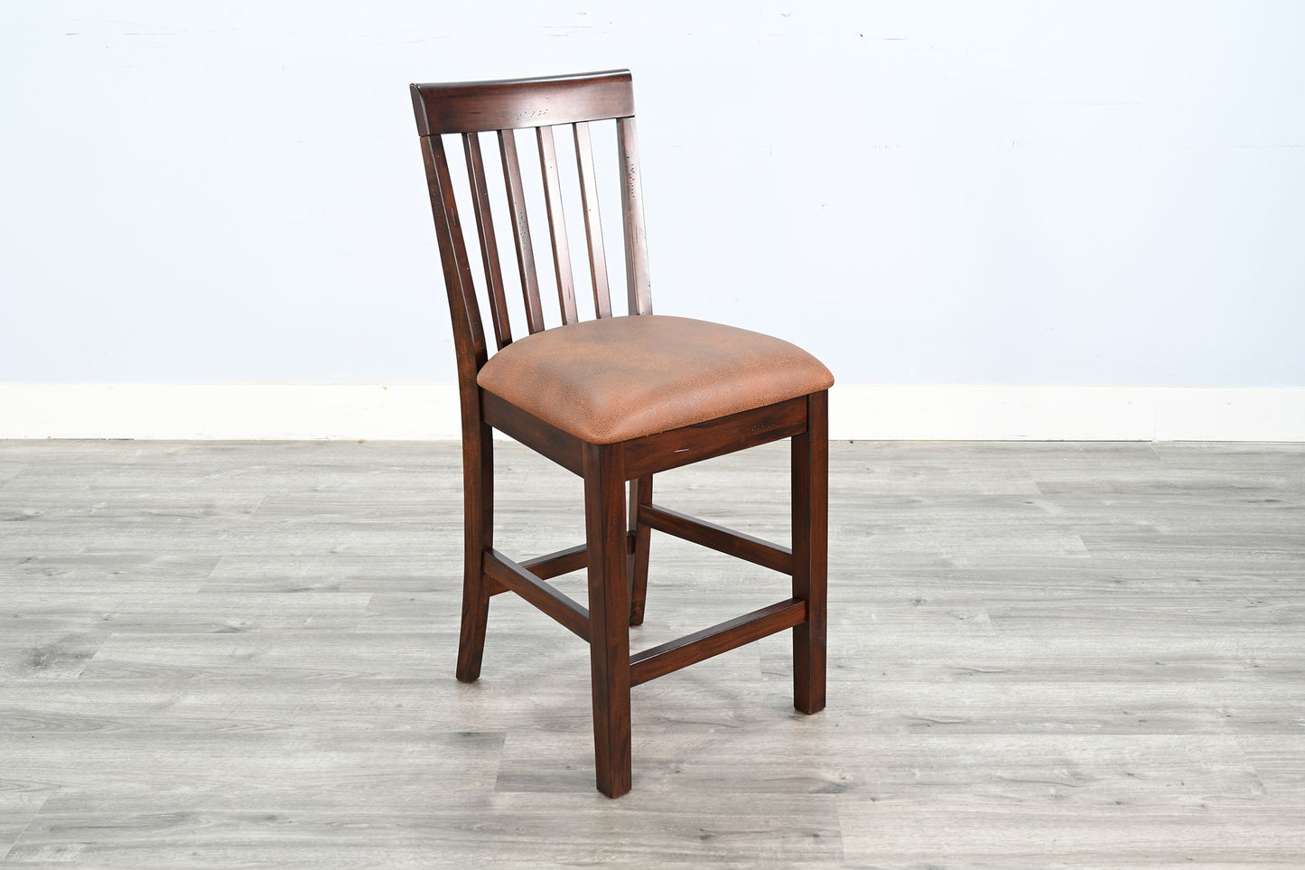 Santa Fe - Slatback Counter Stool With Cushion Seat (Set of 2) - Dark Chocolate