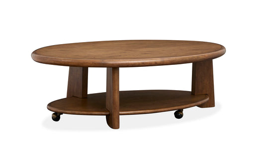 Tanner - Oval Cocktail Table With Casters - Tawny Brown