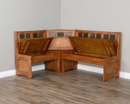 Sedona - Farmhouse Wood Breakfast Nook Set - Rustic Oak