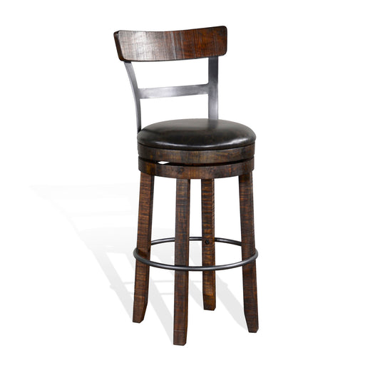 Homestead - Bar Bartool With Back & Swivel, Cushion Seat (Set of 2) - Tobacco Leaf