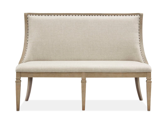 Lancaster - Bench With Upholstered Seat & Back - Dovetail Gray
