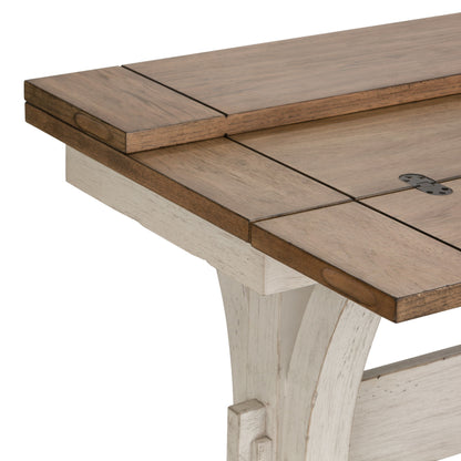 Farmhouse Reimagined - Flip Lid Sofa Table - Antique White / Chestnut Tops