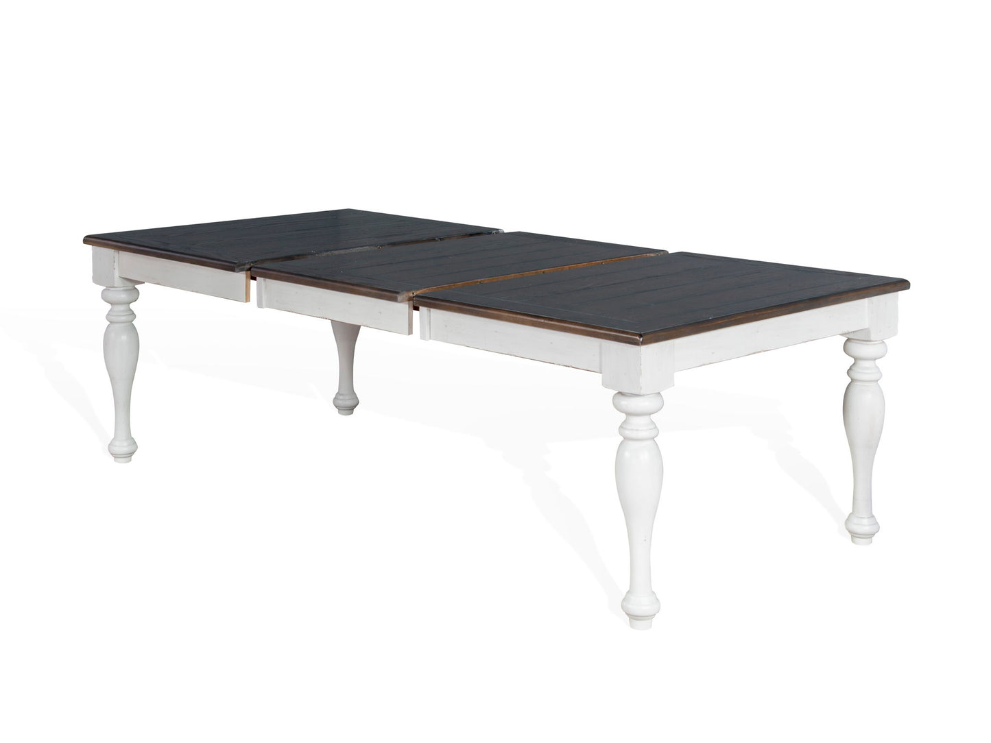 Bourbon County - Rectangular Dining Table With Extensions - White / Dark Brown