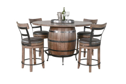 Doe Valley - Round Pub Table With Wine Barrel Base - Buckskin