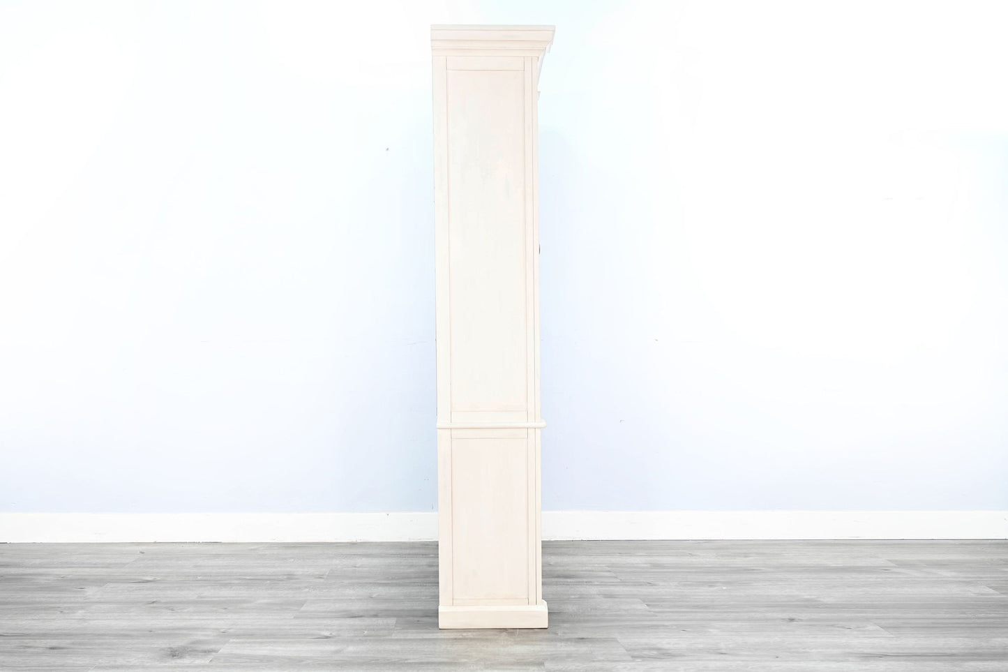 Two-Tone Display Cabinet With Glass Doors - Buckskin / Marble White