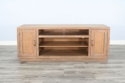 78" Cane Media Console With Faux Crystals Electric Fireplace Insert