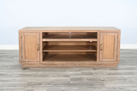 78" Cane Media Console With Faux Crystals Electric Fireplace Insert