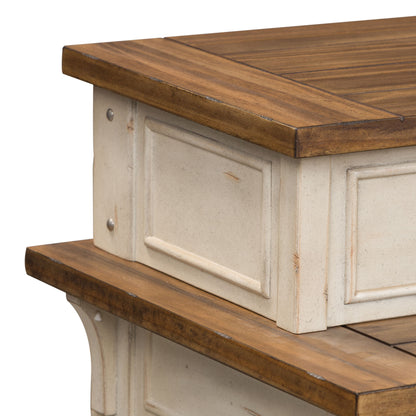 Morgan Creek - Console Bar Table - Antique White / Wirebrushed Tobacco Accents