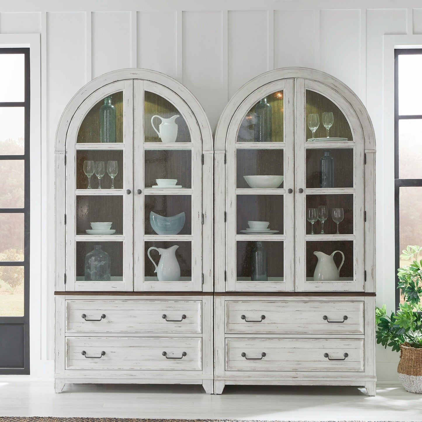 River Place - Bunching Curio (Set of 2) - Riverstone White & Tobacco
