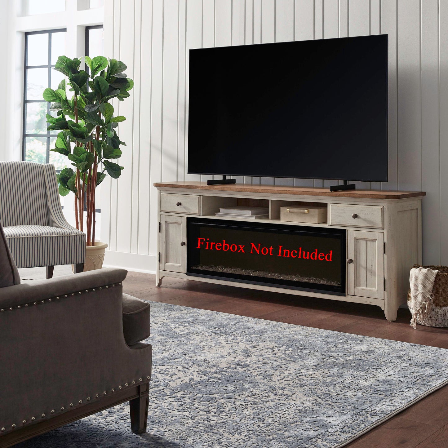Fireplace TV Consoles - 79" Fireplace TV Console - Medium Brown