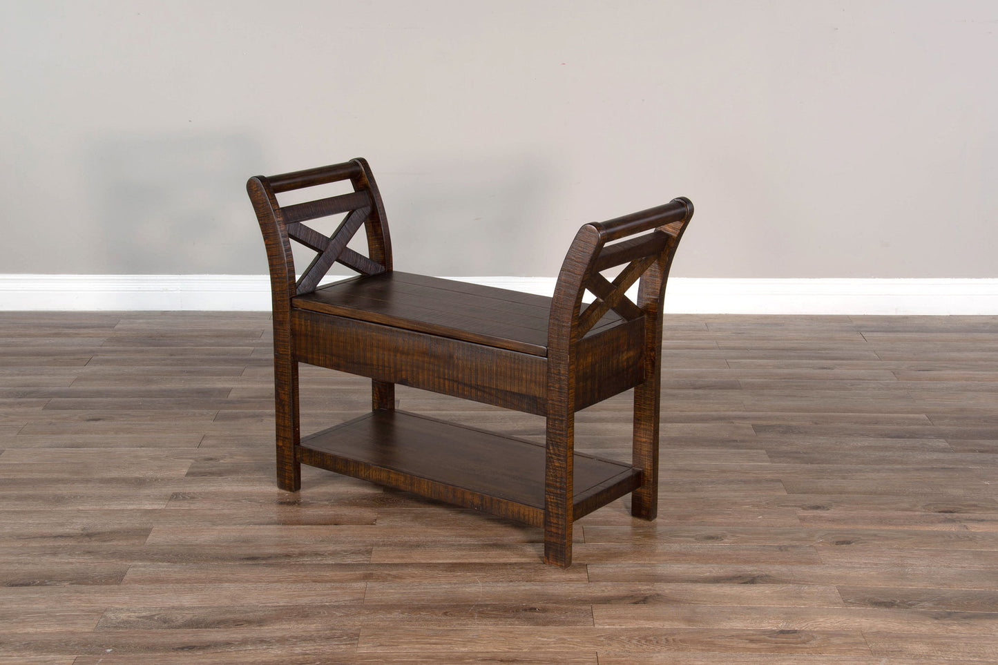 Homestead - Accent Bench With Storage, Wood Seat - Tobacco Leaf