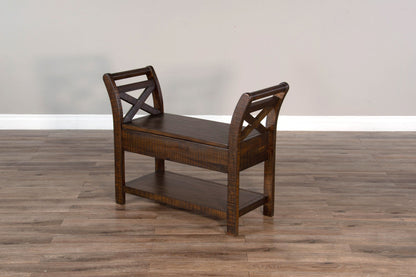 Homestead - Accent Bench With Storage, Wood Seat - Tobacco Leaf