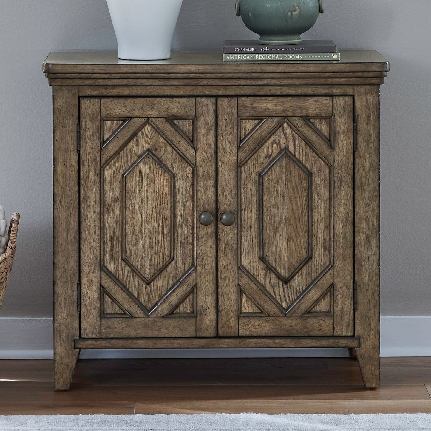 Carolina Park - 2 Door Bedside Chest With Charging Station - Amber Brown