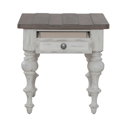 River Place - End Table - Riverstone White & Tobacco