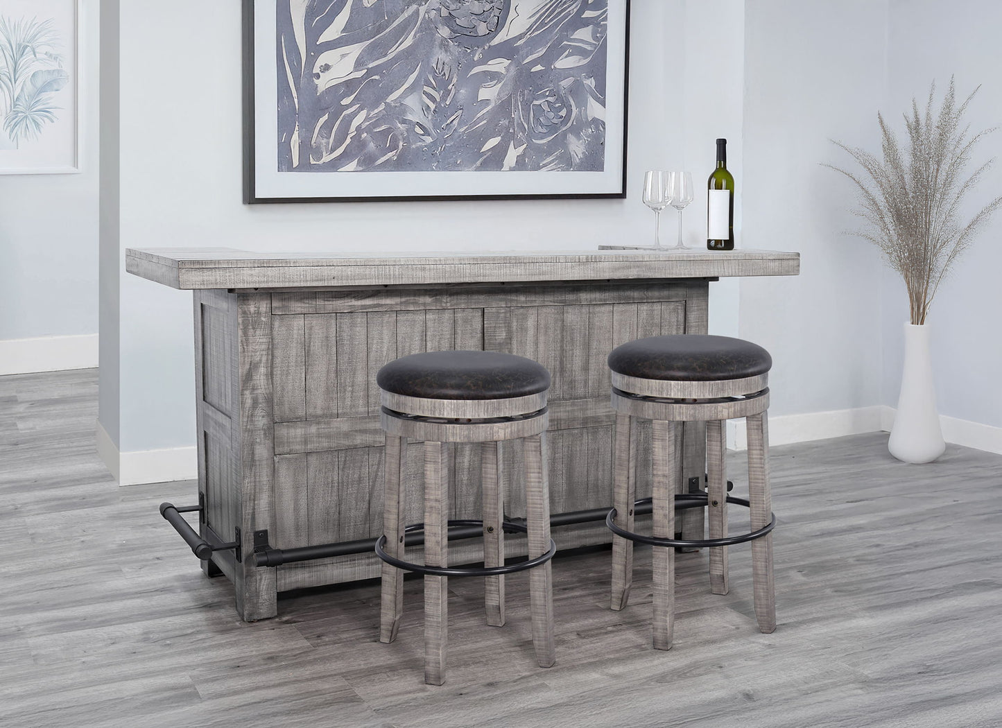 Alpine - Bar Swivel Stool, Cushion Seat (Set of 2) - Gray
