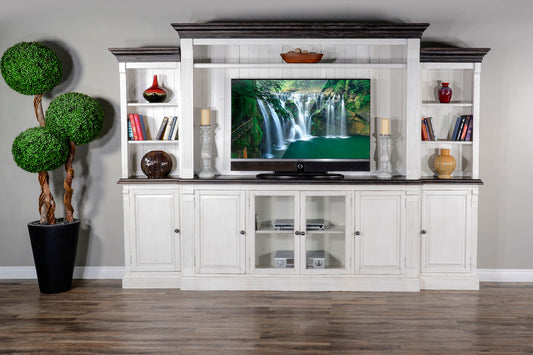 Carriage House - Entertainment Wall - Cottage White / Europen Dark
