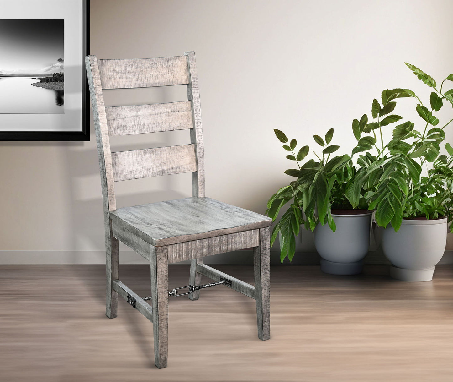 Alpine - Ladderback Chair With Turnbuckle, Wood Seat (Set of 2) - Gray