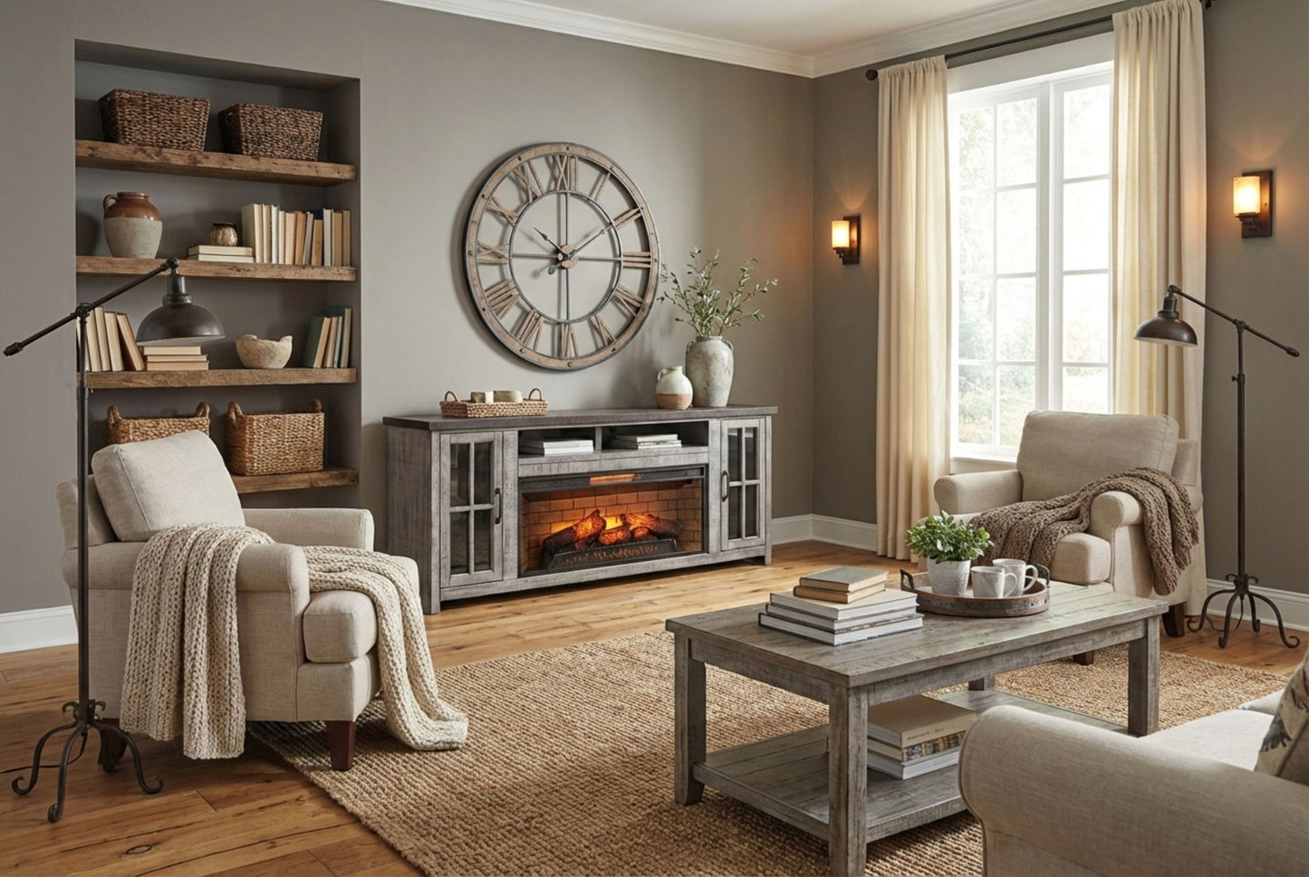 Homestead Hills - Media Console - Tobacco Leaf / Gray
