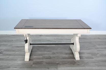 Pasadena - Desk With Power Strip - Buckskin / Marble White