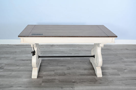 Pasadena - Desk With Power Strip - Buckskin / Marble White