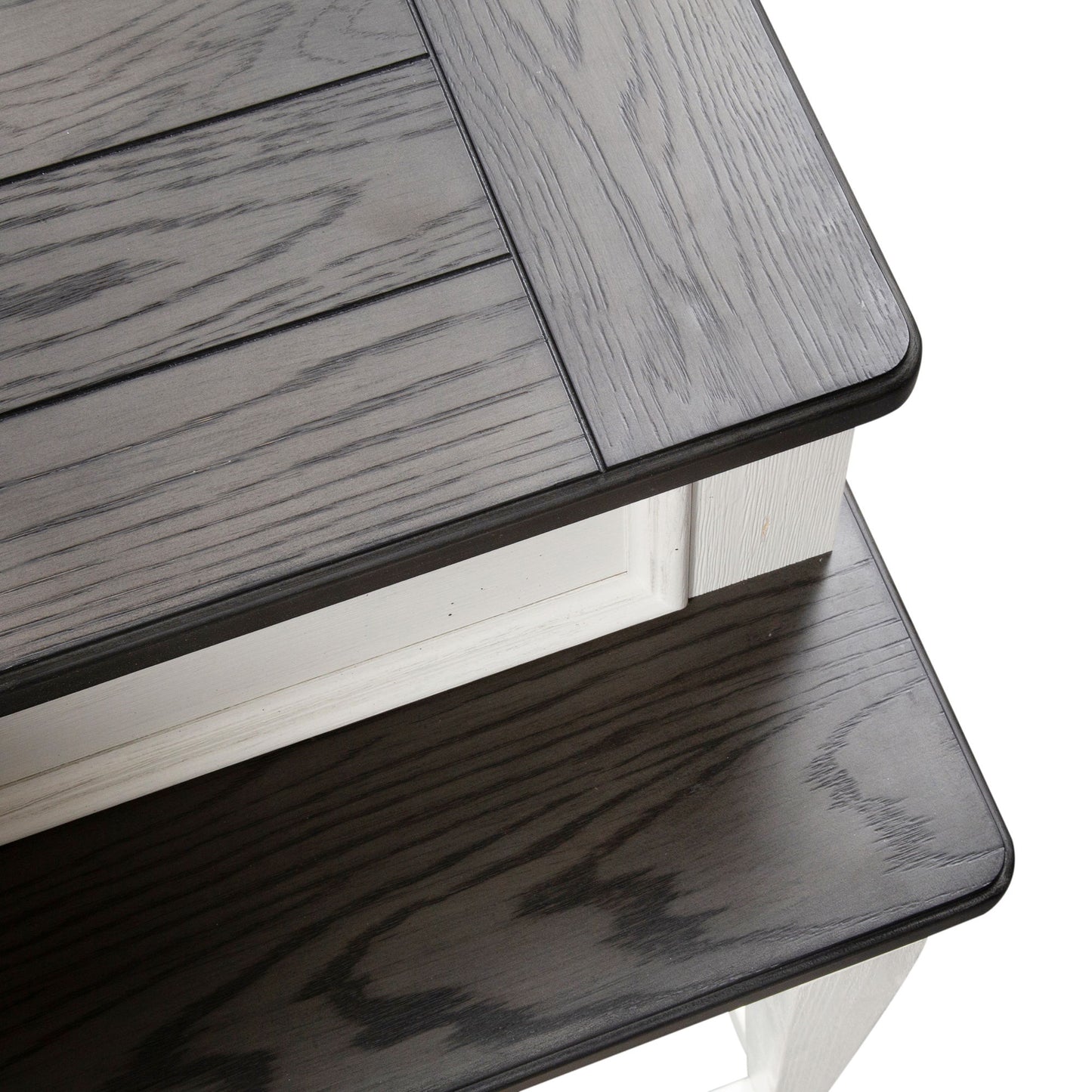 Allyson Park - Console Bar Table - Wirebrushed White / Charcoal
