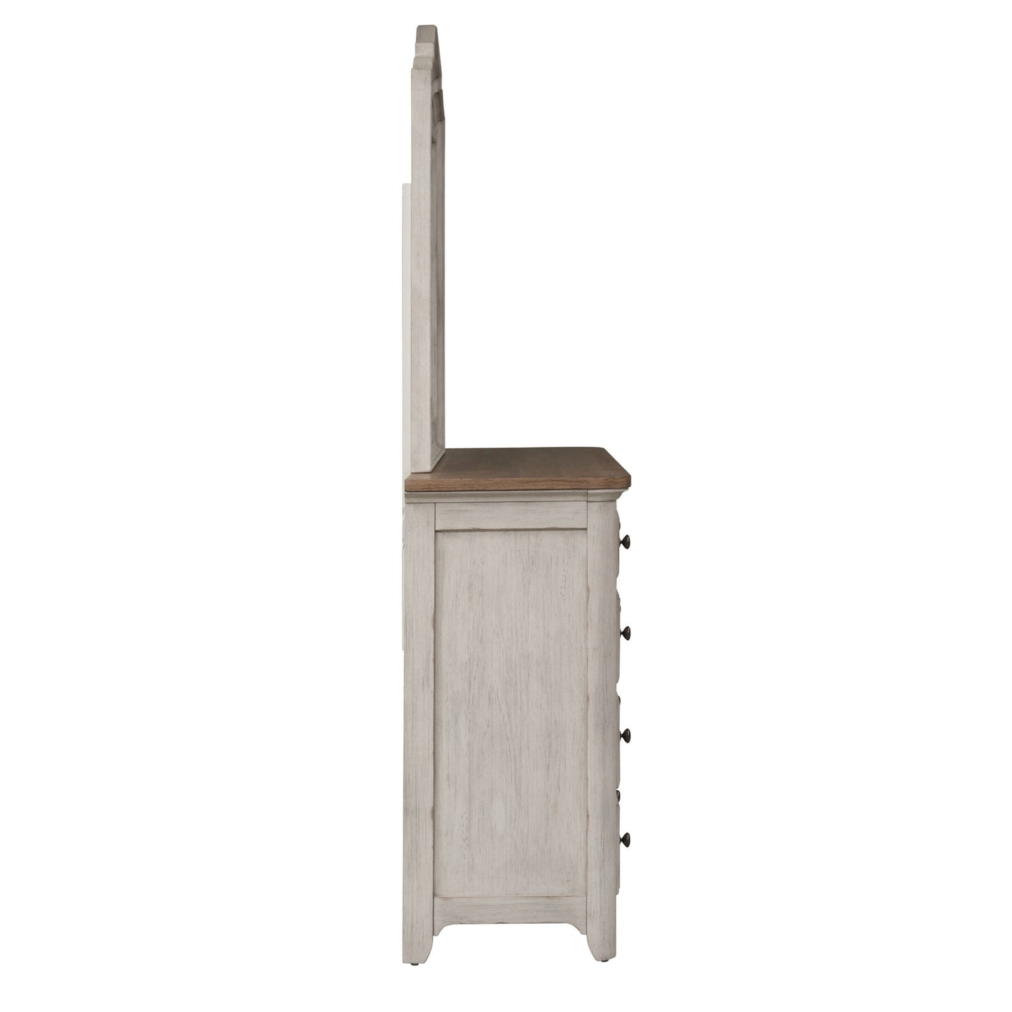 Farmhouse Reimagined - Dresser & Mirror - Antique White / Chestnut Tops