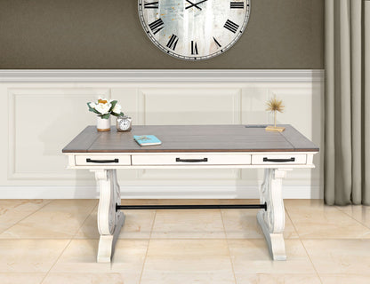 Pasadena - Desk With Power Strip - Buckskin / Marble White