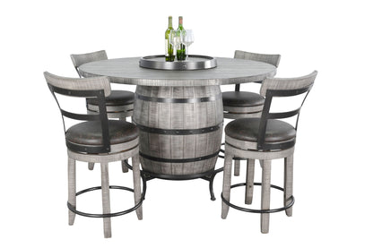 Alpine - Round Pub Table With Wine Barrel Base - Gray