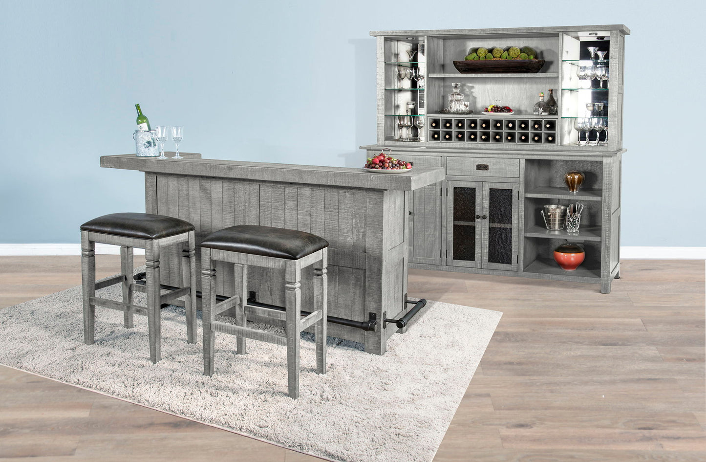 Alpine - Traditional Wood Home Bar - Gray
