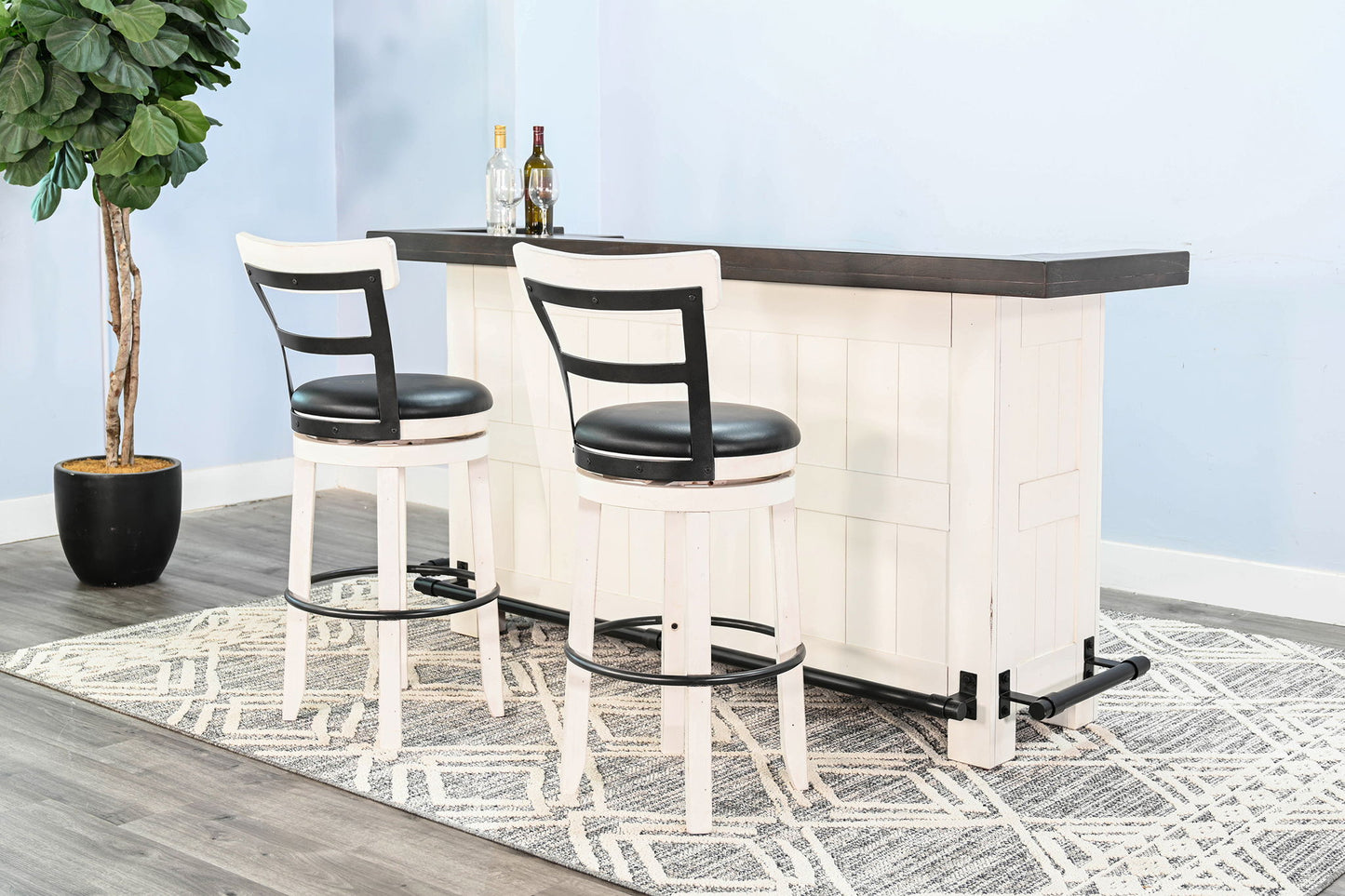 Carriage House - Farmhouse Wood Home Bar - Cottage White / Europen Dark