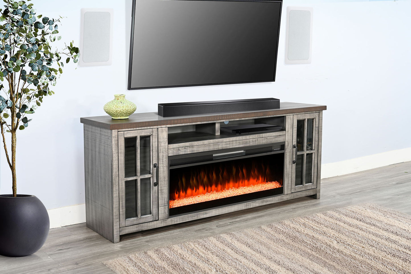Homestead Hills - Media Console - Tobacco Leaf / Gray