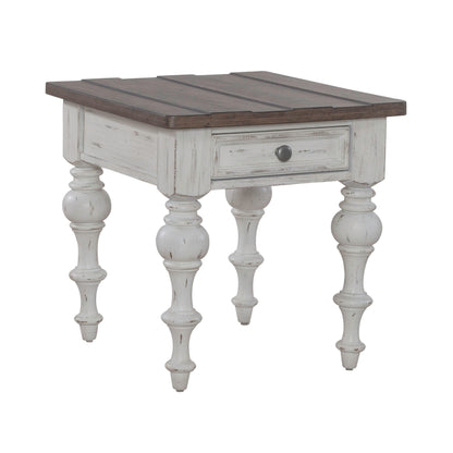 River Place - End Table - Riverstone White & Tobacco