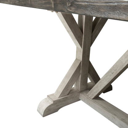 Willowrun - Trestle Table - Rustic White / Weathered Gray Top