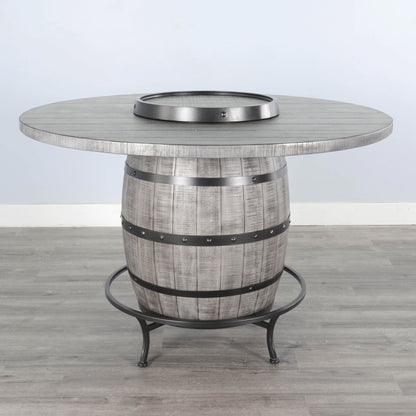 Alpine - Round Pub Table With Wine Barrel Base - Gray