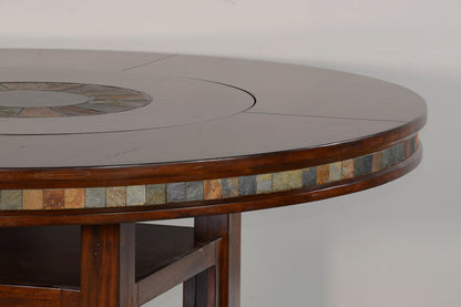 Santa Fe - 60" Round Table With Lazy Susan - Dark Chocolate