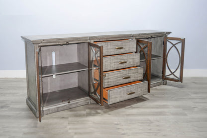 Homestead Hills - Media Console Long - Tobacco Leaf / Alpine Gray