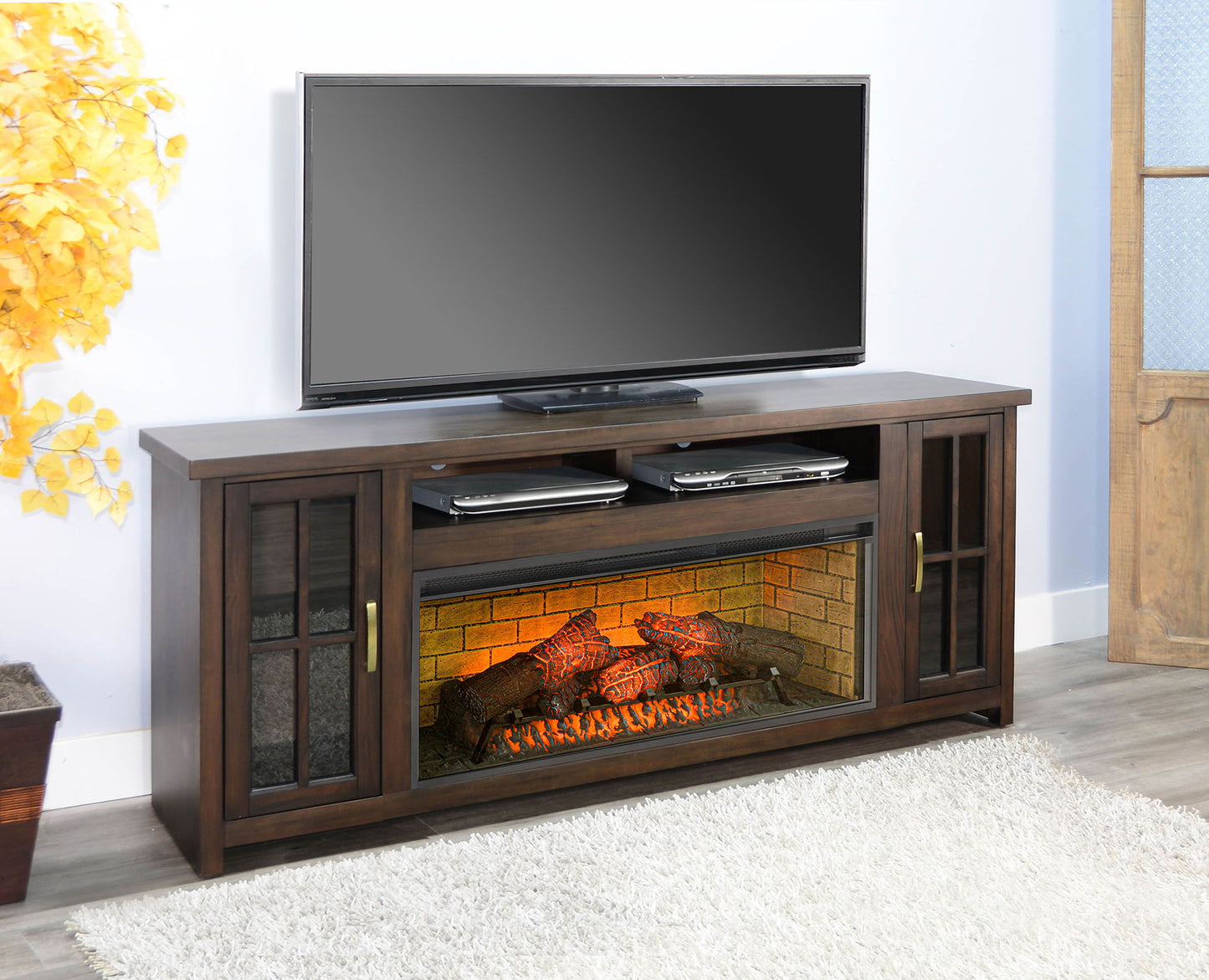 76" Media Console With Electric Fireplace