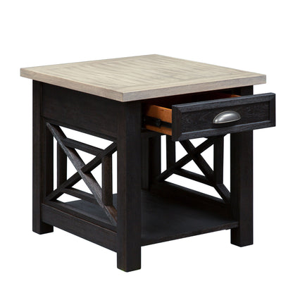 Heatherbrook - Drawer End Table - Charcoal & Ash