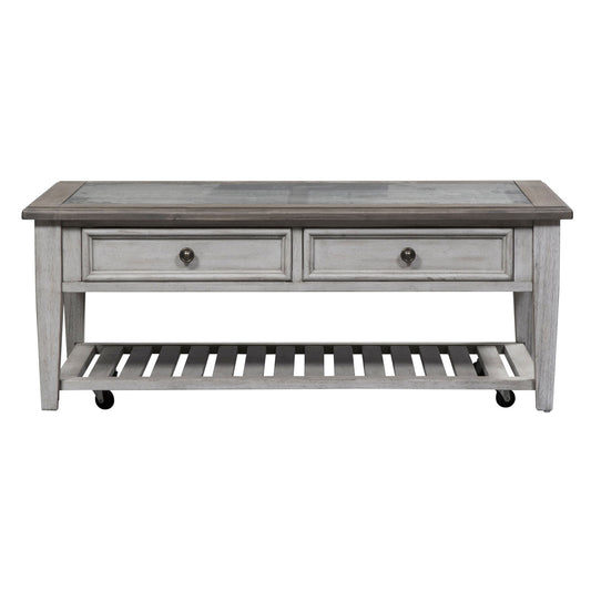Heartland - 3 Piece Table Set - Antique White / Tobacco Tops
