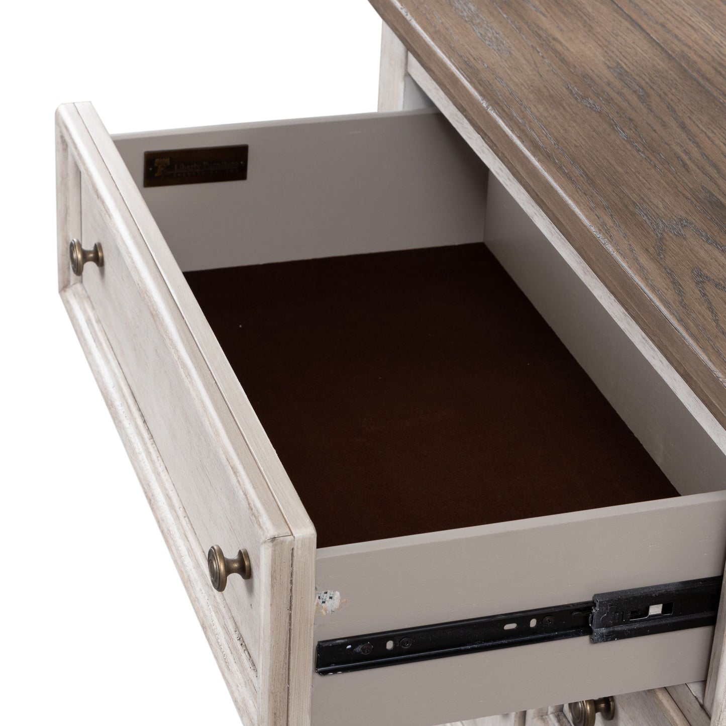 Heartland - 2 Door 6 Drawer Chesser - Antique White / Tobacco Tops