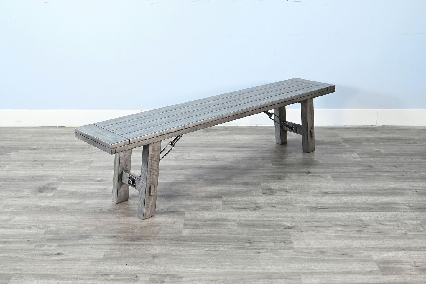 Alpine - Bench With Turnbuckle, Wood Seat - Gray
