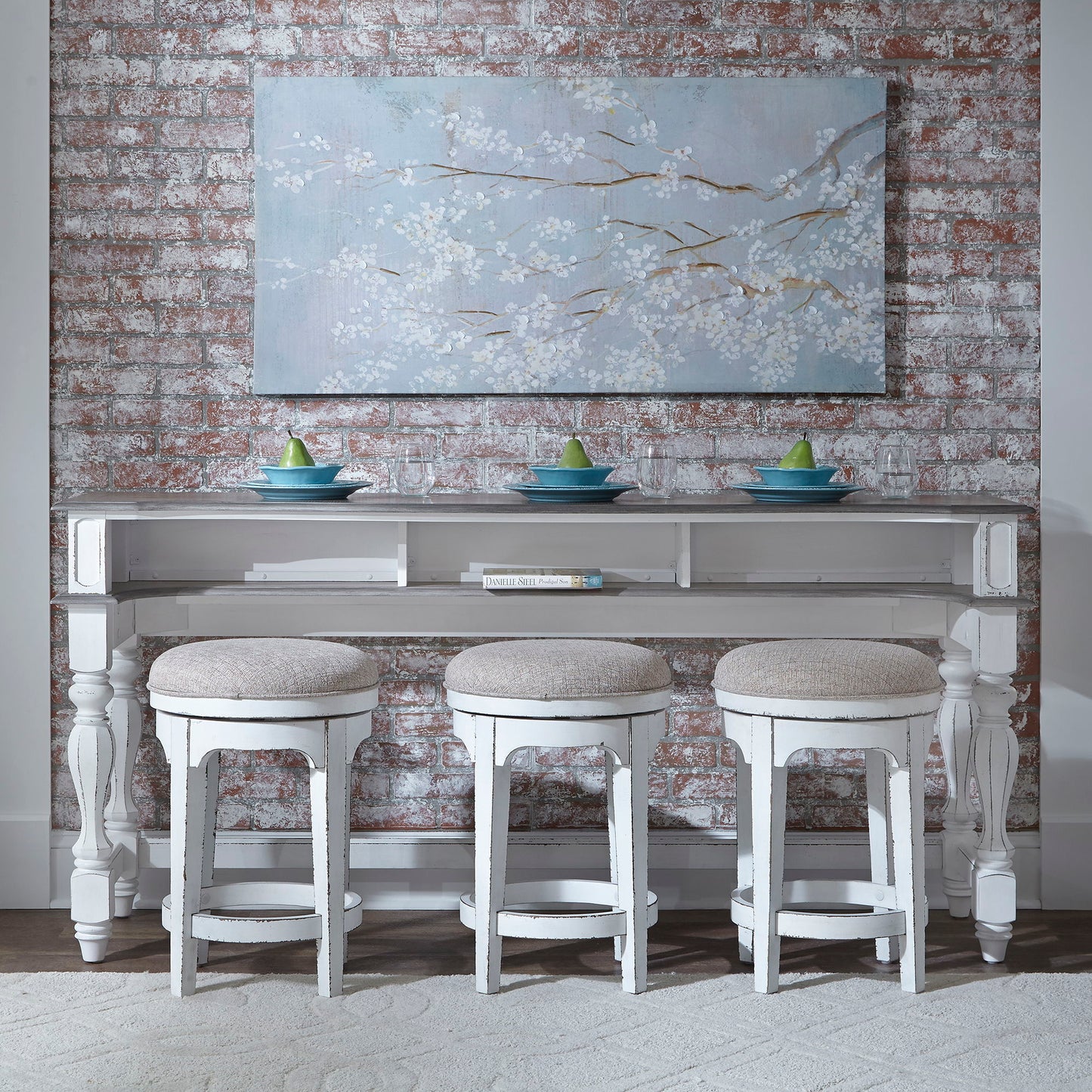 Magnolia Manor - Console Bar Table - Antique White