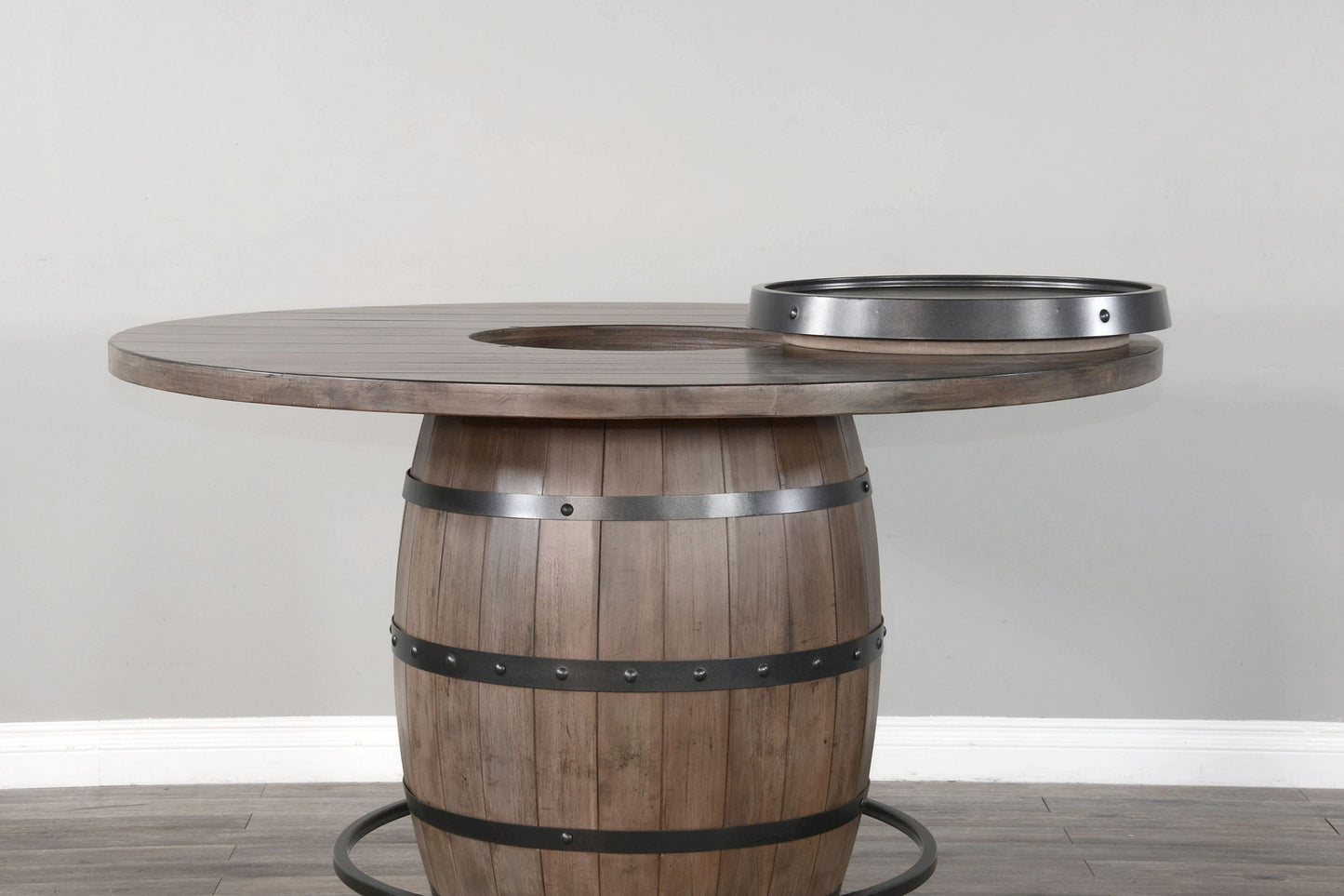 Doe Valley - Round Pub Table With Wine Barrel Base - Buckskin